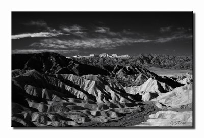 Badland formations and Telescope Peak at Zabriskie Point