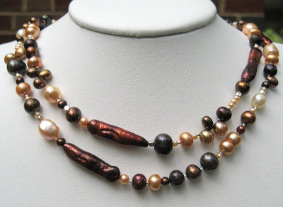 multicolor freshwater pearls and Thai silver necklace #5
