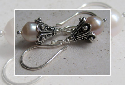freshwater pearls and Indian sterling silver earrings