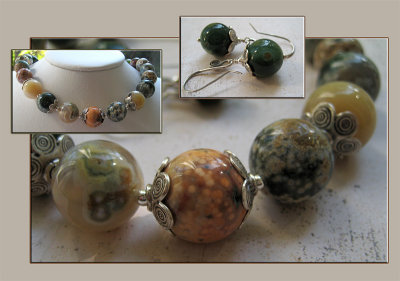 ocean jasper and Thai silver necklace and earrings