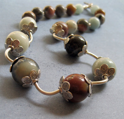 rainbow amazonite and Thai silver necklace
