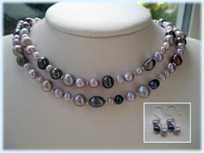 freshwater pearls and sterling silver necklace and earrings