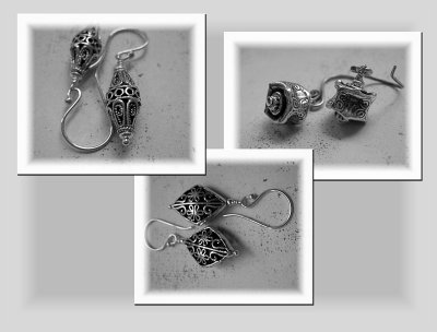 Thai silver (on the right) and Indian filigree silver earrings