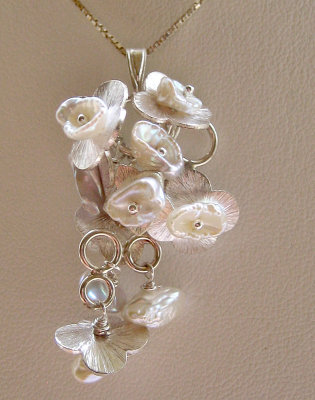 Keishi pearl and sterling silver pendant #2
