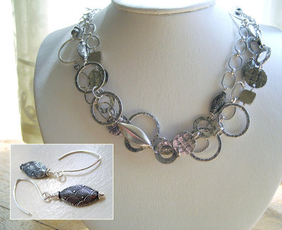 oxidized silver necklace and earrings