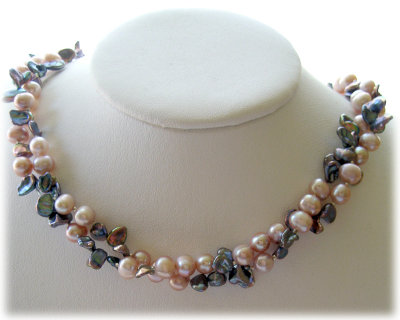 Freshwater pearls and Karen Hill Tribe silver necklace