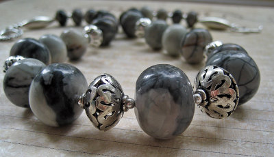 Picasso jasper and Bali sterling silver necklace