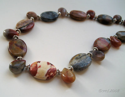 red opalite, oregon jasper and sterling silver necklace