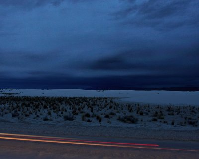 White Sands with Car Lights