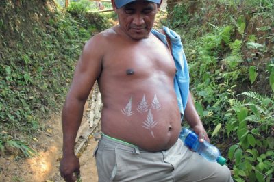 Our guide Omar and his leaf-tattooed belly