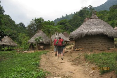 walking through their village