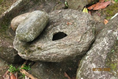 metate used until a hole is formed in the rock