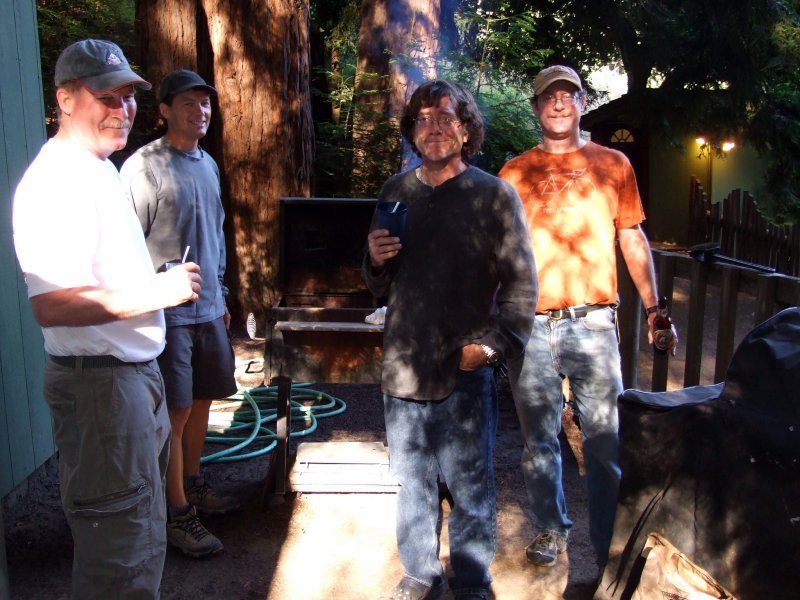 BBQing boys; Paul, Steve, Bruce & Scott