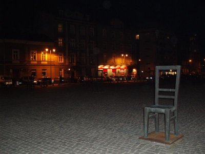 Podgorze, Jewish Ghetto - 43 empty chairs to represent the shooting of 800 Jews in this square