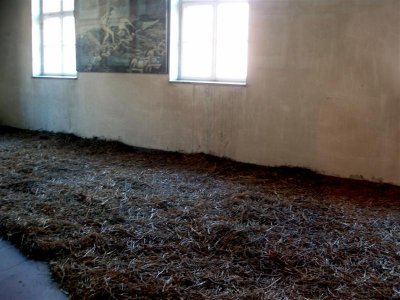 Auschwitz - room where prisoners slept on straw