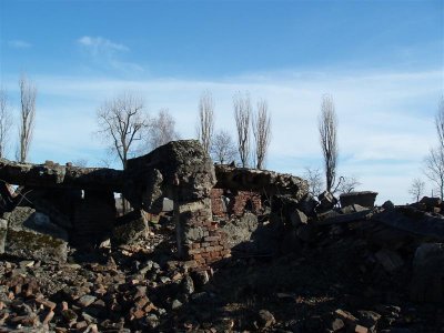 Birkenhau - gas chamber blown up in 1945 as Russians arrived