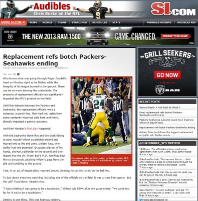 Packers vs Seahawks - September 24, 2012