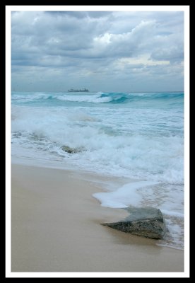 Freighter and Cancun Surf_vertical