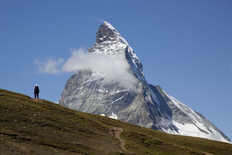 Hiker at the Matterhorn.