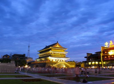 Drum Tower at dusk, Xi'an.