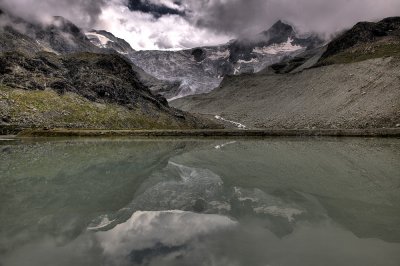 HDR of the glacier and lake.