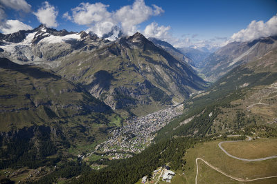 Town and valley of Zermatt.