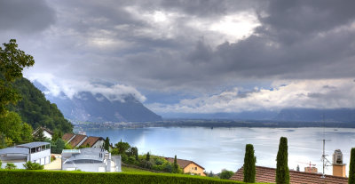Montreux in the foreground, the Valais in the background.