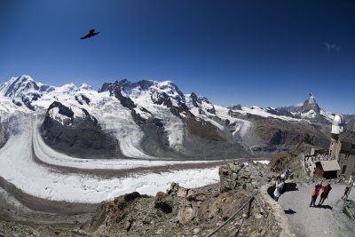 Monte Rosa glacier and the Matterhorn.