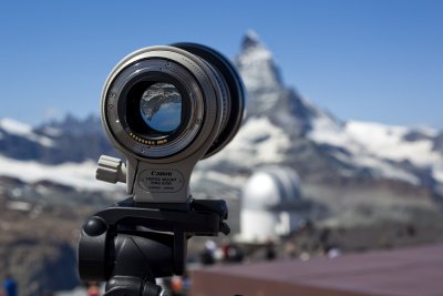 Focused on the Matterhorn, at Gornergrat.