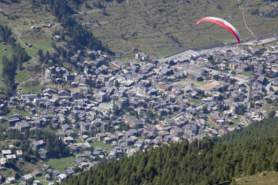 Mom paragliding in front of Zermatt.