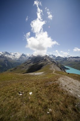 Moiry Lake on the right, from the Sorebois.