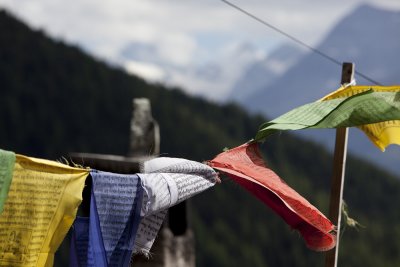 Tibetan prayer flags in Chandolin.