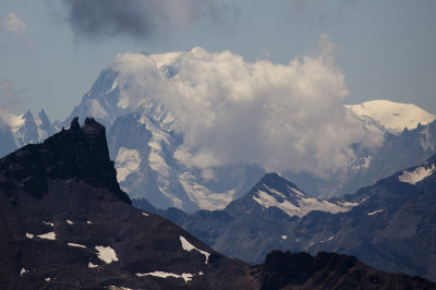 The Mont Blanc peeking through the clouds again.