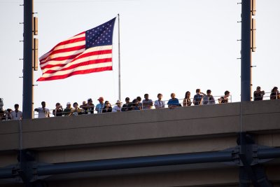 Fans watching from Ashe.