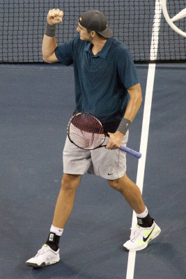 John Isner getting fired up.