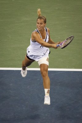 Cibulkova flying forehand.