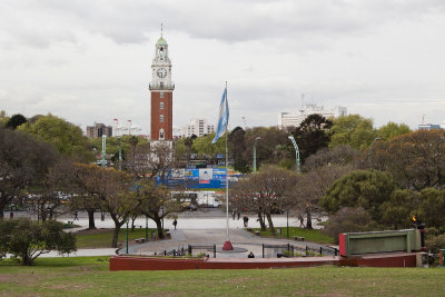 Falkland Islands war memorial with the English Tower in the background, Buenos Aires.
