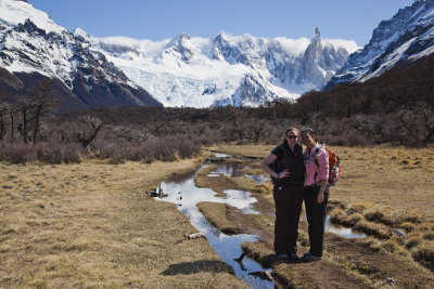 Laura and Anne in front of the Cerro Torre.