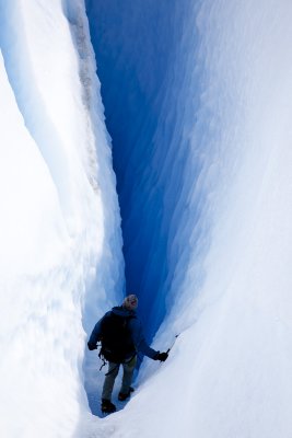 Our guide exploring the crevasse.