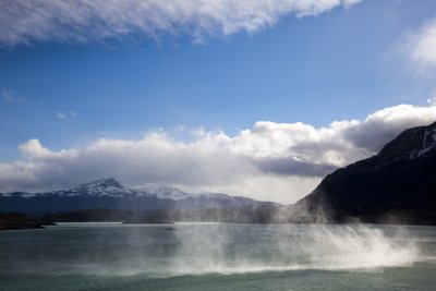 Wind gusts developing on Lago Nordenskjld, Torres del Paine National Park.