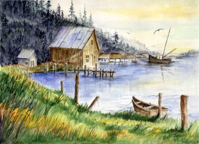 Water Color - Summer Harbor