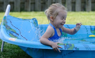 At the end of that slipper slide