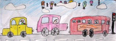 long paper - traffic jam, Polly, age:8
