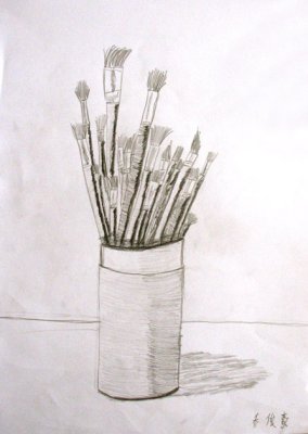 paint brushes, Chris, age:8