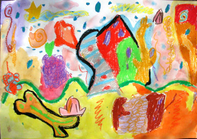 abstract painting, Helen, age:6