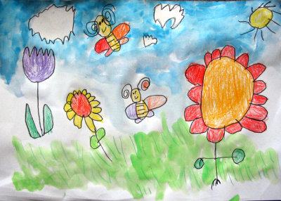 butterfly and flower, Vivian, age:4