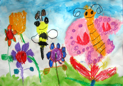 bee and butterfly, Leo, age:4.5