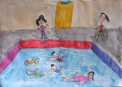 swimming pool, Doris, age:6