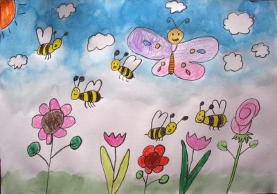 bee and butterfly, Mandy, age:6