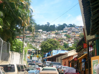 Colourful houses up on the hill